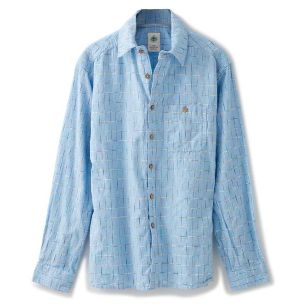 The‎ Territory Ahead Sayulita Space-Dyed Check Shirt in Blue Size Large